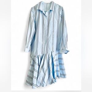 Brunello Cucinelli SS21 Sequin Regiment Stripe Shirt Dress Size Large